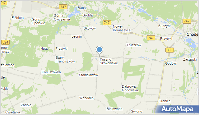 mapa Puszno Skokowskie, Puszno Skokowskie na mapie Targeo